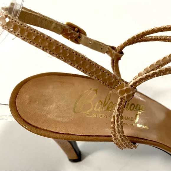 BALENCIAGA Custom Originals Tan Ankle Strap Open-toe Heels Sandals Size 8 AA - Picture 15 of 15